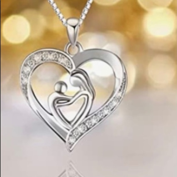Silver Necklace Pendant Mother & Newborn Baby New - Picture 1 of 4